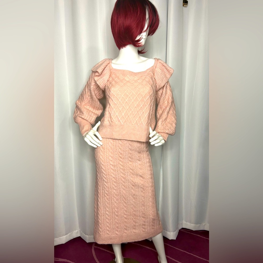 NWOT Eloquii Pink Cable Knit Sweater Set
